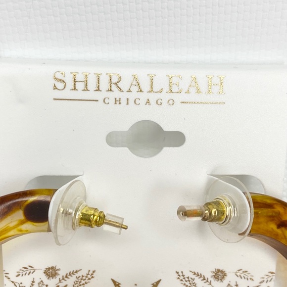 NEW Shiraleah Faux Tortoise Shell Boho Chic C Hoop Earrings - Picture 3 of 9